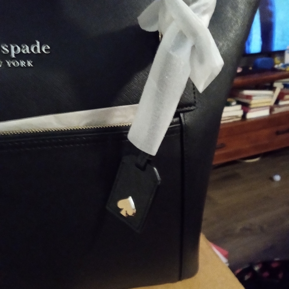 NWT KATE SPADE GORGEOUS BLACK XTRA LARGE TOTE WITH LONG STRAP - Picture 9 of 9